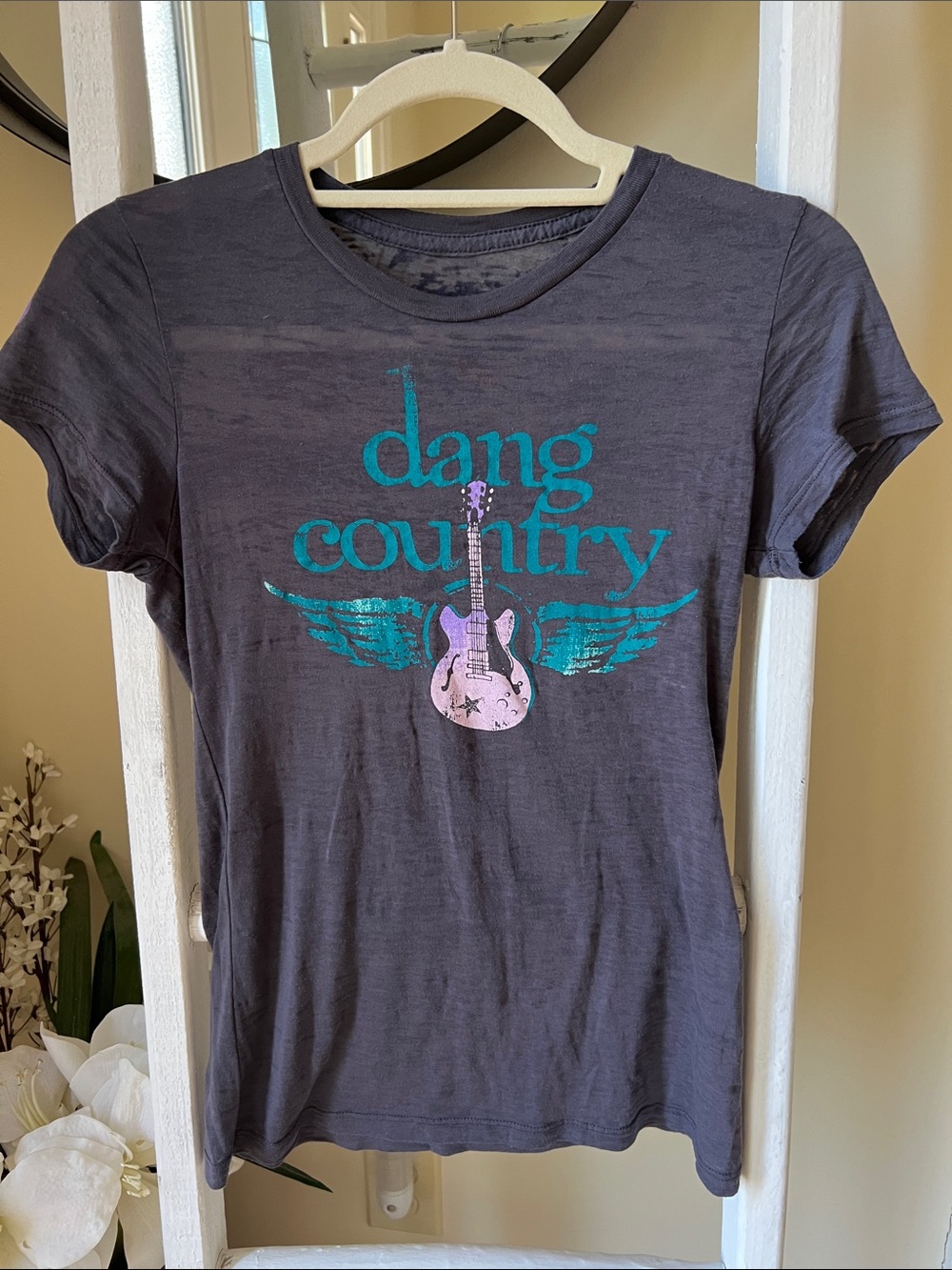 Dang Chicks Country Graphic Burned out Short Sleeved Tshirt.  Size Medium